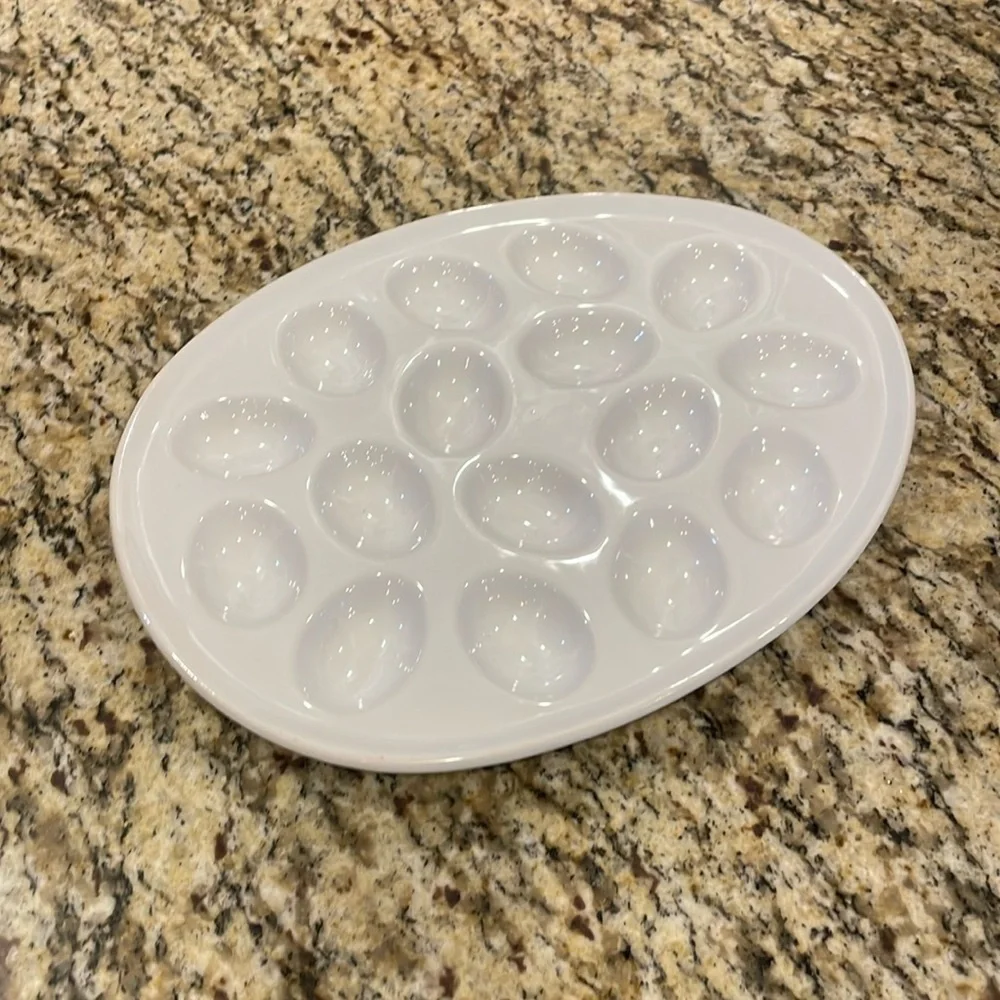 🐣White Ceramic Egg Platter 🥚 Dish